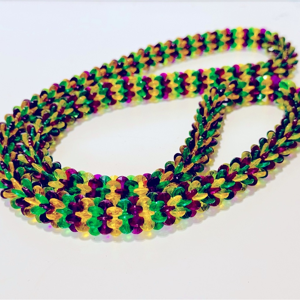MARDI GRAS Vintage Chunky Beaded Necklace New Orleans NOLA Beads